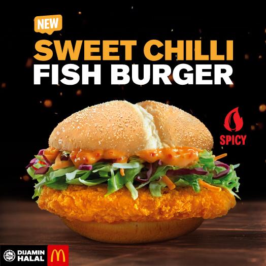 ▼ ① sweet chilli fish burger