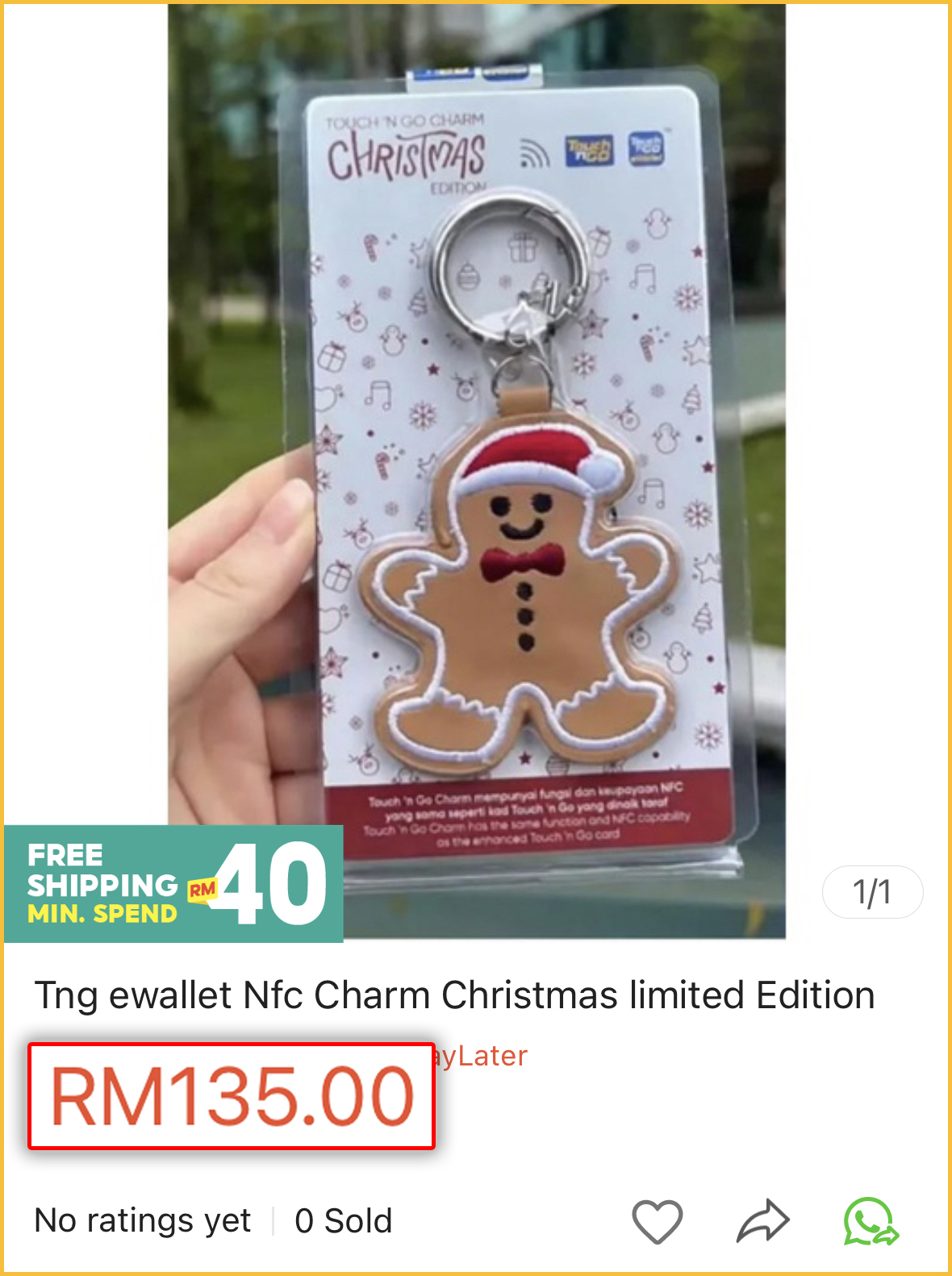 Gingerbread TnG NFC keychain, Check out this limited Touch n Go  Gingerbread NFC function-able keychain!